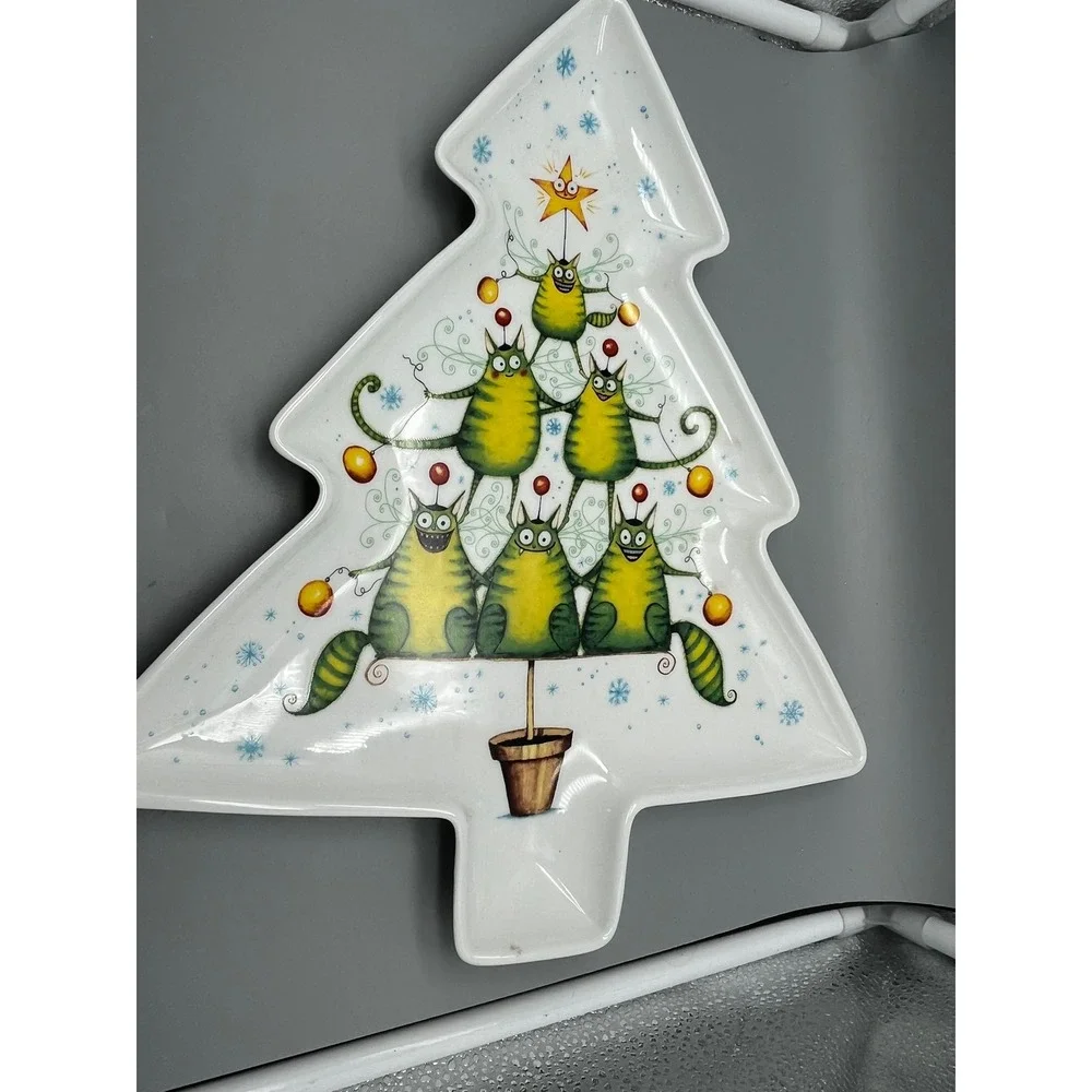 Royal Worcester Festive Collection Kitty Tree Serving Dish Clare Mackie 2005‎